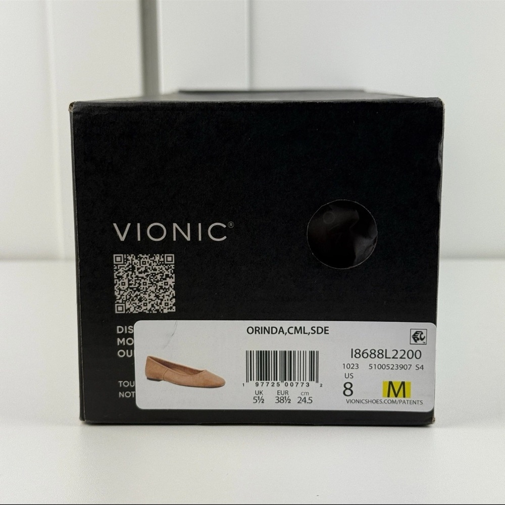 Vionic Orinda Women's US 8 Camel Tan Suede Leather Ballet Flat Flats Square Toe! - Picture 3 of 14